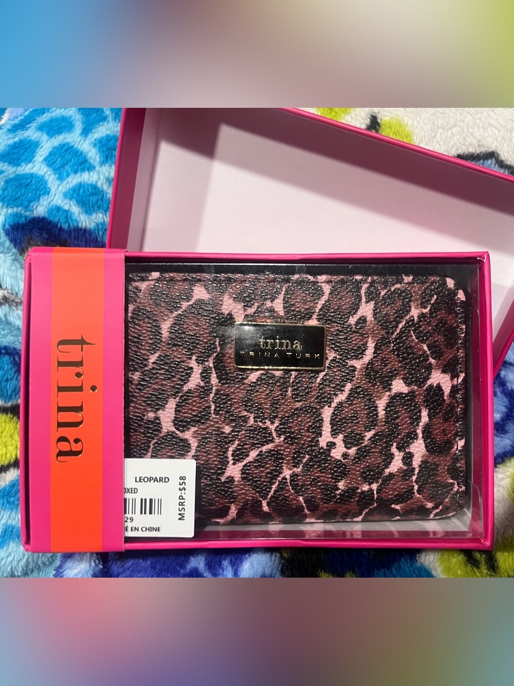 Trina Pink and Black Leopard Print Card Holder Wallet